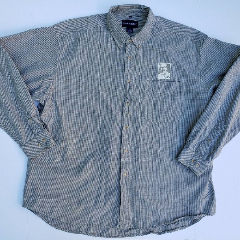 Kentucky Fried Chicken Employee Shirt Size XXL KFC Manager Gingham Button Check